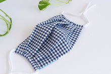Charger l&#39;image dans la galerie, Expanded Cotton cloth face mask, Blue Checks
