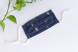 Cotton cloth face mask, Denim with Elephant printed pattern