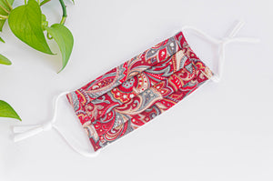 Cotton cloth face mask, Red Paisley pattern