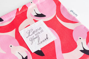 Closeup of flamingo all over print