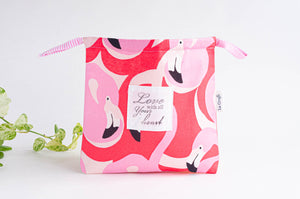 Beach bag with flamingo all over print