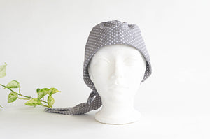 Women Scrub hat , Grey Ground with White Polka Dots pattern
