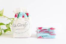 Load image into Gallery viewer, Set of 10 cloth makeup remover pads with watermelon pattern with an Ivory cotton pouch
