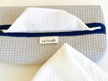 Load image into Gallery viewer, Grey Cotton Waffle dispenser box with White handkerchiefs
