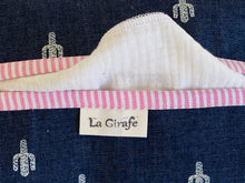 Load image into Gallery viewer, Closeup of a Denim with Cactus pattern box dispenser with Pink trim
