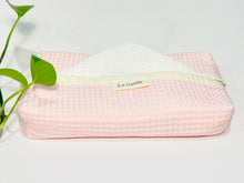 Load image into Gallery viewer, White coton handkerchiefs with a Pink Waffle dispenser box
