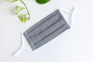 Cotton cloth face mask, Black and White Stripes pattern