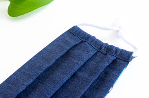 Close Up of Cotton cloth face mask, Blue Denim