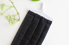 Load image into Gallery viewer, Close Up of Cotton cloth face mask, Black Denim
