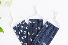 Load image into Gallery viewer, Three cotton cloth face masks, Denim with Elephant, Whale and Cactus printed patterns
