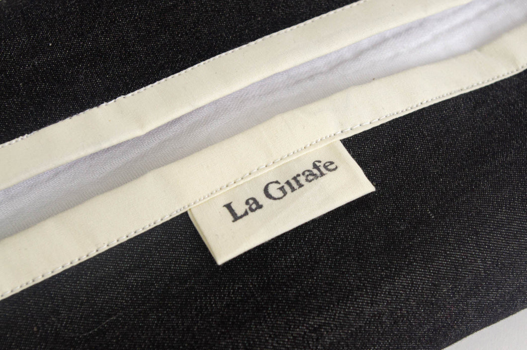 12 cotton hankies in White colour with a Black Denim dispenser box