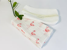 Load image into Gallery viewer, Pink flamingo handkerchiefs with a white cotton box
