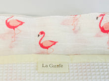 Load image into Gallery viewer, Closeup of Pink Flamingo handkerchiefs in a white cotton waffle box
