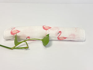 Rolled up Pink Flamingo handkerchiefs 