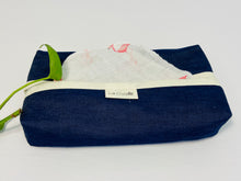 Load image into Gallery viewer, Pink Flamingo handkerchiefs in a Blue Denim box

