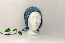Load image into Gallery viewer, Front view of Women cotton scrub cap Whit Cactus Pattern printed on Blue
