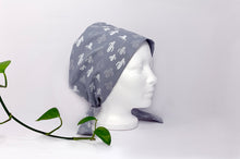 Load image into Gallery viewer, Right side view of Women cotton scrub cap Whit Cactus Pattern printed on Grey
