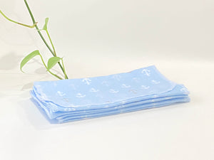 Blue Bamboo Handkerchief with Anchor pattern 