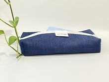 Load image into Gallery viewer, Blue Denim Cotton Dispenser box with Blue Bamboo Handkerchief
