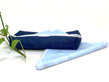 Load image into Gallery viewer, Blue Denim Cotton Dispenser box with Blue Bamboo Handkerchief
