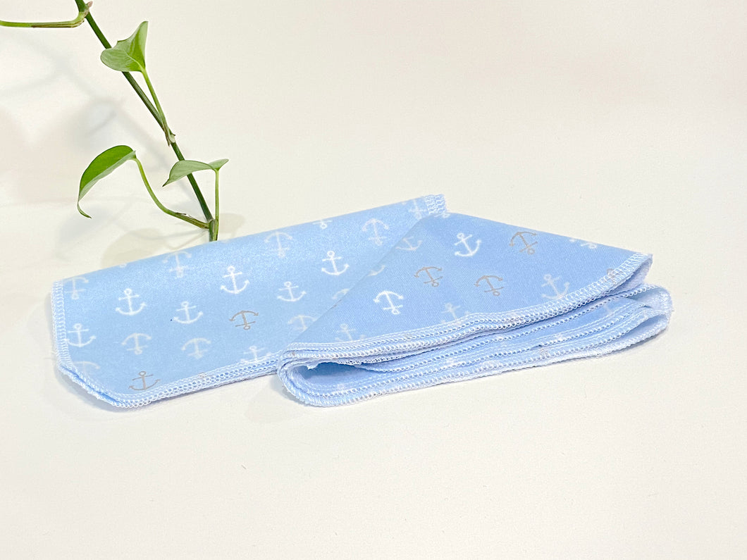 Blue Bamboo Handkerchief with Anchor pattern 