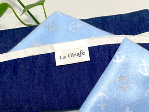Blue Denim Cotton Dispenser box with Blue Bamboo Handkerchief