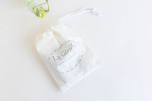 Load image into Gallery viewer, Ivory Cloth Face Mask pouch stamped with 100% hand made logo
