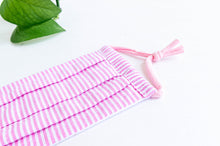 Load image into Gallery viewer, Close up of Face Mask with Pink Stripes pattern
