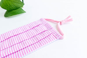 Close up of Face Mask with Pink Stripes pattern