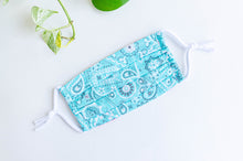 Load image into Gallery viewer, one face mask in Aqua paisley print
