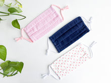 Charger l&#39;image dans la galerie, Three face masks one Pink Stripes one Blue Denim one Pink Dots
