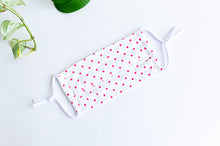 Load image into Gallery viewer, face mask Pink Polka Dots on White
