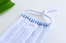 Load image into Gallery viewer, Closeup of back of Blue stripes back to show cotton flannel lining
