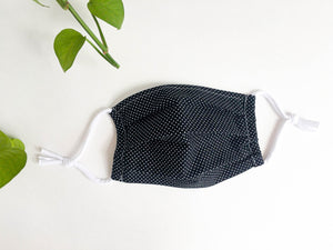 face mask Black with Small White Dots