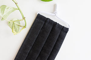 Closeup of face mask Black Denim