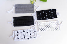 Load image into Gallery viewer, Five face mask in assorted colours and prints all Black and White
