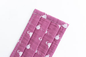 Closeup of Face mask Pink with White Flamingo print