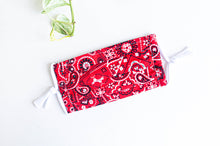 Load image into Gallery viewer, Face mask red Paisley print
