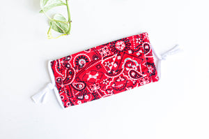 Face mask red Paisley print
