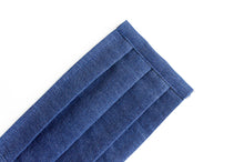 Load image into Gallery viewer, Closeup of face mask Blue Denim fabric
