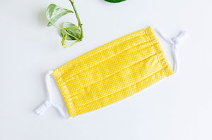Face mask Yellow with Small White DOts