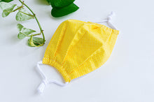 Load image into Gallery viewer, Closeup of face mask Yellow with Small White Dots
