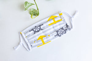 Face mask Yellow Anchor and Grey Stripes print