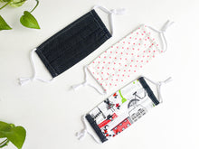 Charger l&#39;image dans la galerie, Three face mask one Paris Street print one Pink Dots one White Dots on Black
