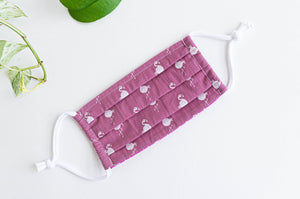Face mask Pink with White Flamingo print