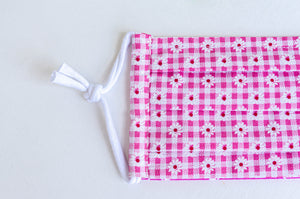Closeup of face mask Pink Daisy Flowers